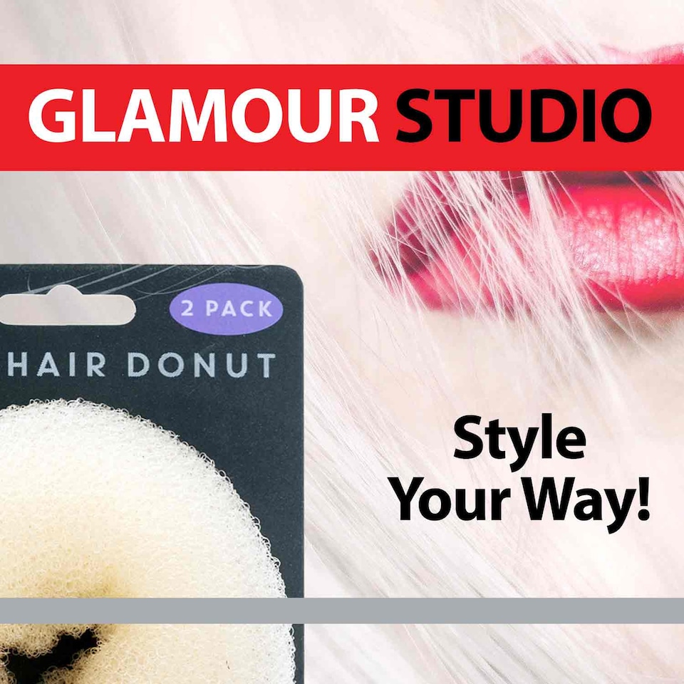image 1 of PMS Large Cream Hair Donuts - Mesh Bun Makers, 2 Pack
