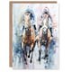 image 1 of Jockeys Horse racing Racehorses Modern Pastel Him Her Birthday Card