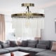 image 3 of Georgia - Antique Brass with Glass Rods Flush Ceiling Light