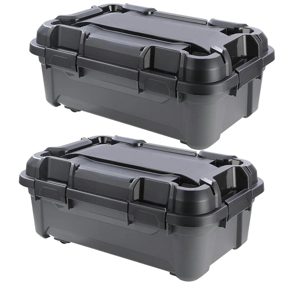 image 1 of 2 x 18 Litre Indoor Outdoor Heavy Duty Black Storage Bunker Trunks Ideal For DIY Use Tradesman & Handyman Black