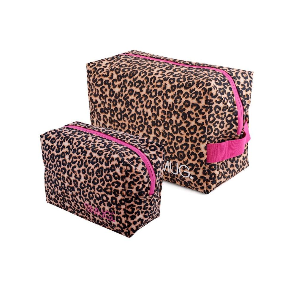 image 1 of SMUG Toiletry & Wash Bag Set - Leopard Print