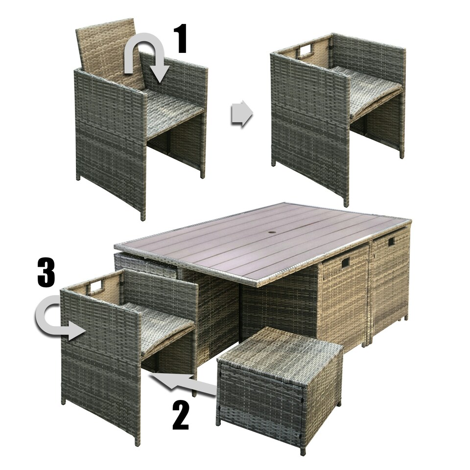 image 1 of HESTIA Rattan Dining Set 10 Seater Cube for Garden Patio