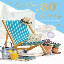 Words 'n' Wishes Traditional 80th Happy Birthday Card, Gardening & Relax Design
