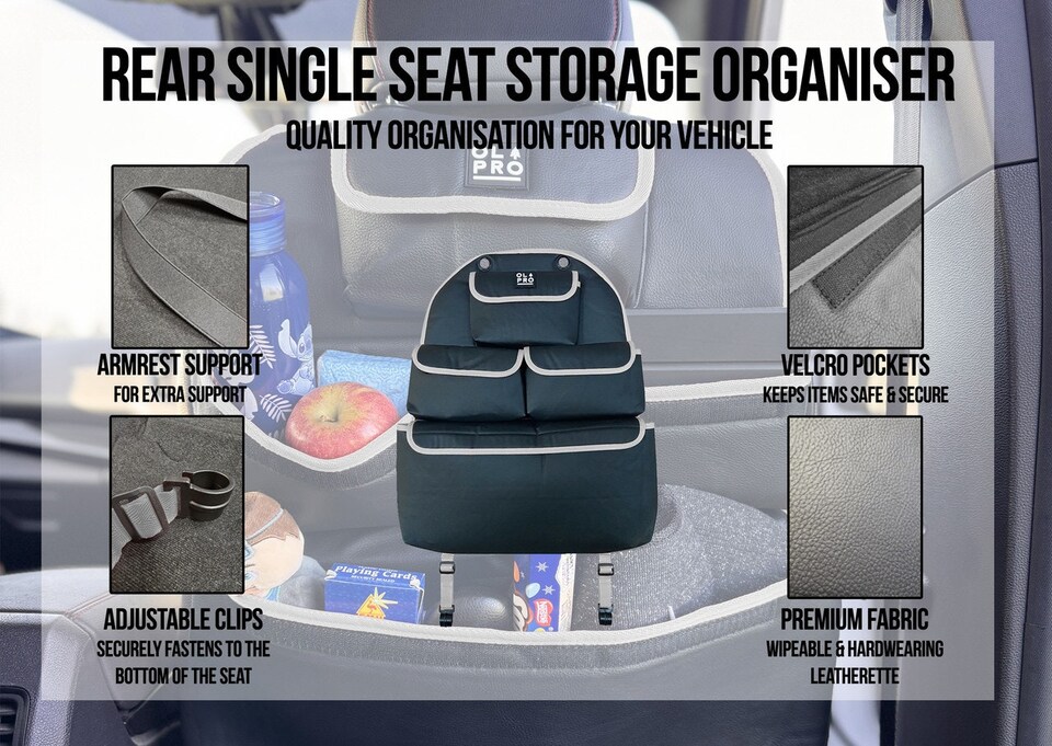 image 1 of Rear Single Seat Storage Organiser - Grey