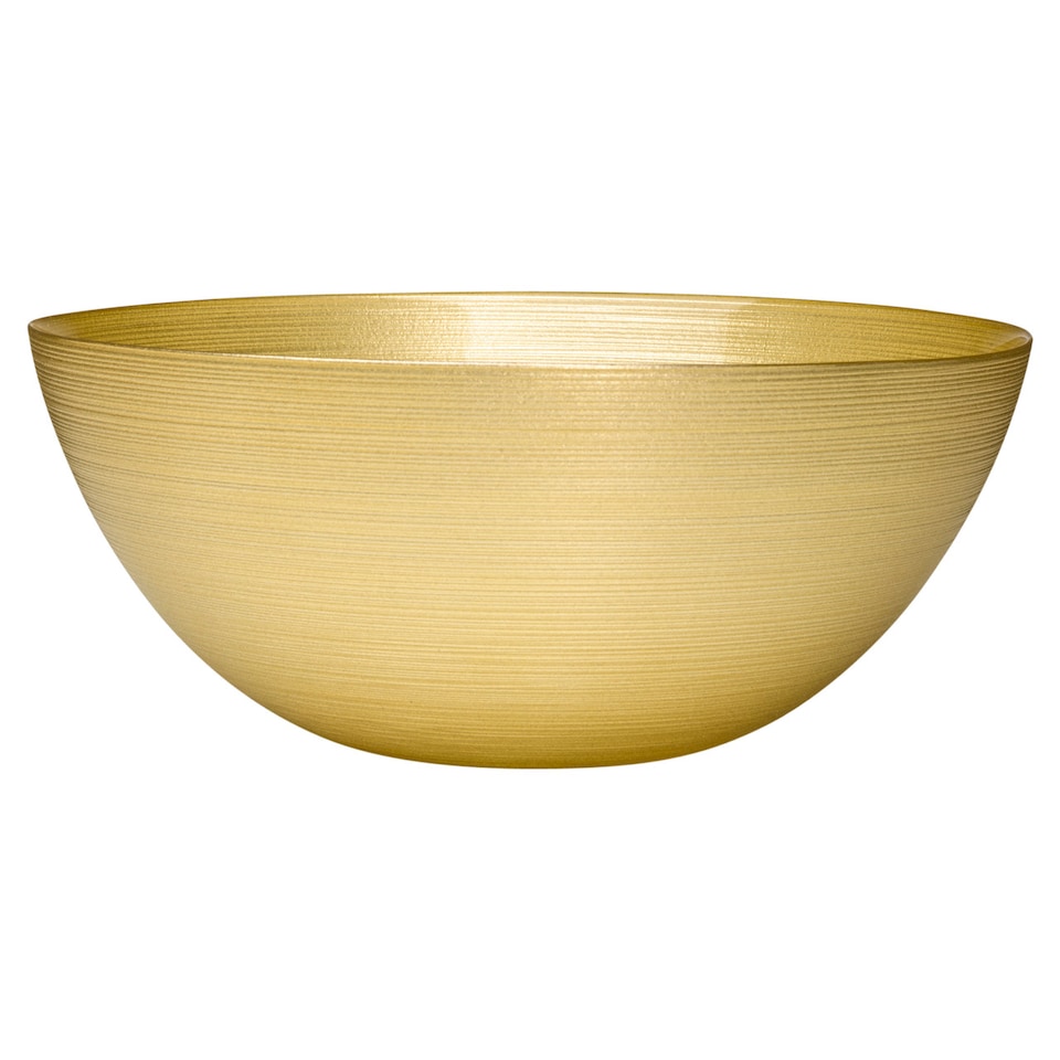 image 1 of 28cm Large Gold Coloured Glass Fruit Salad Serving Bowl Centre Piece Party Dish