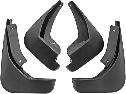 London Boutique No-Drill Car Mud Flaps 4PCS Front & Rear, All-Weather Splash Guards with Hardware Kit, Anti-Corrosion Black Mudguards