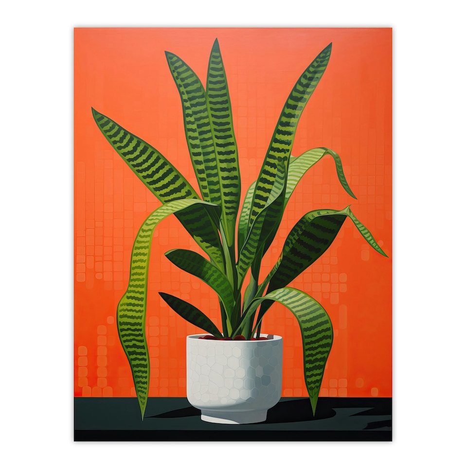 image 1 of Striking Plant Bright Orange Green Snake Home Decor Black Framed Wall Art Print A4