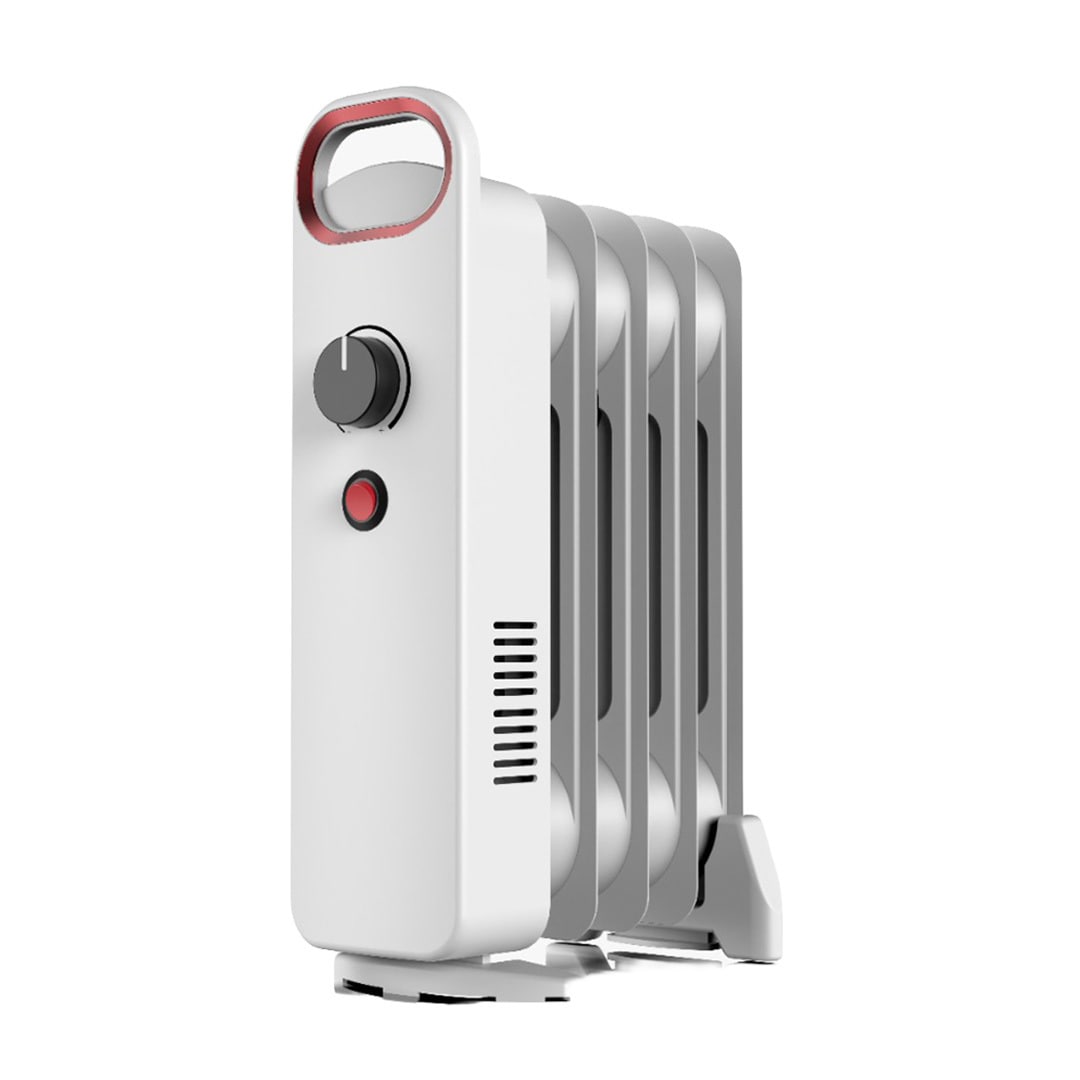 Geepas Mini Oil Filled Radiator 5 Fin Portable Electric Heater 500W in White