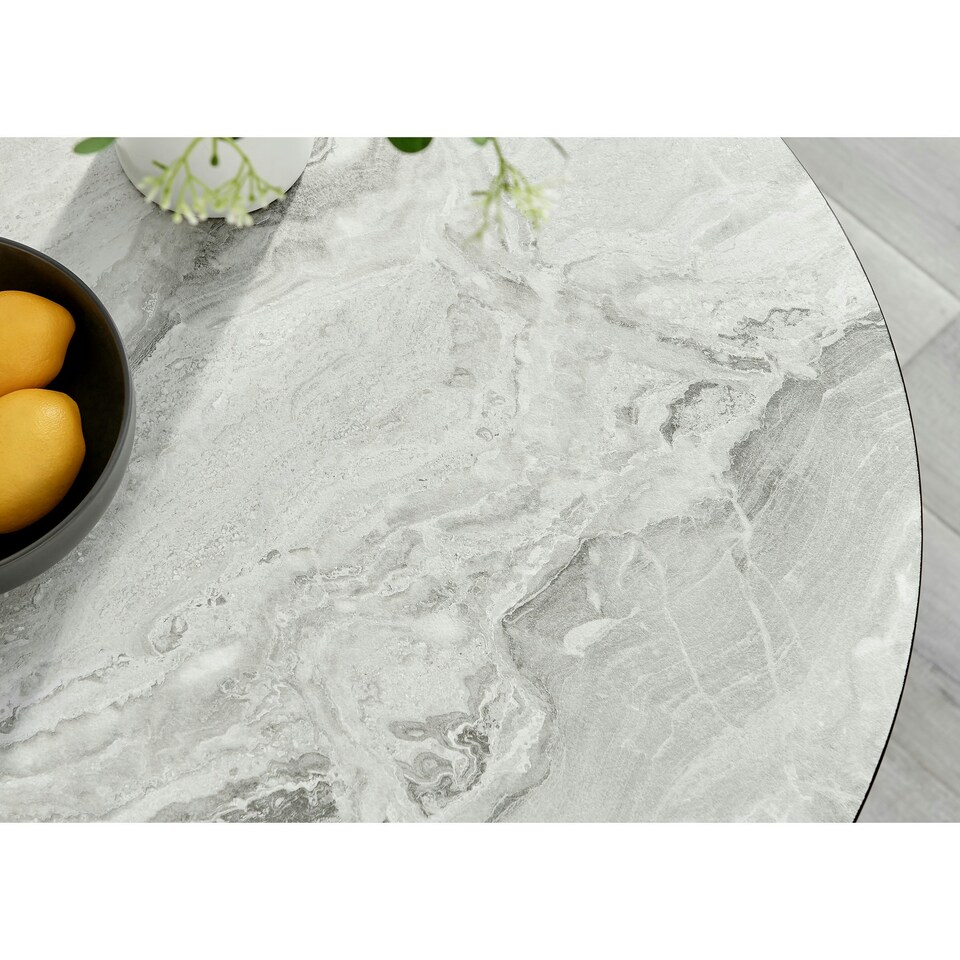 image 1 of Furniturebox Elina Round 2 Seater White Marble Effect Pedestal Dining Table