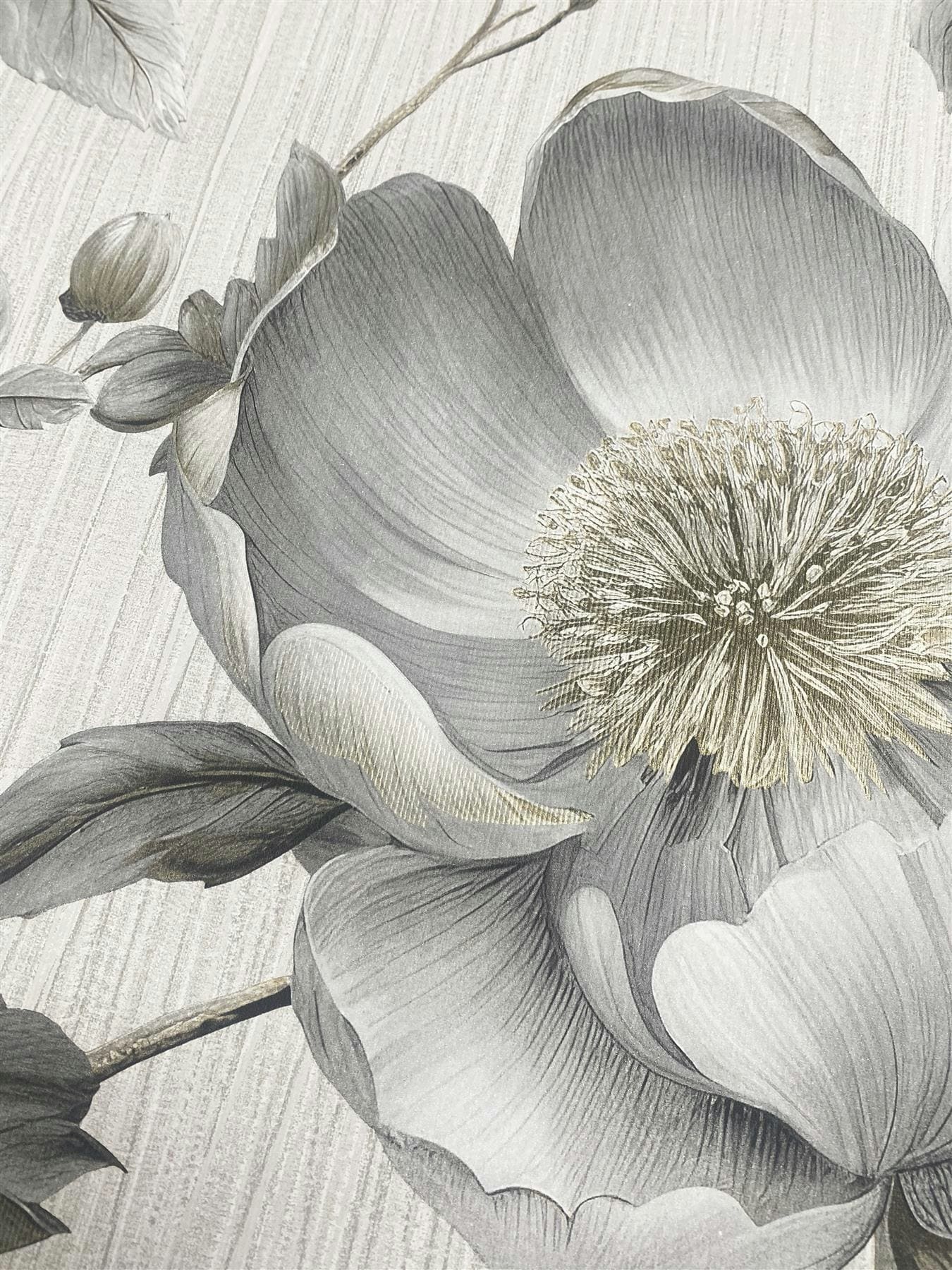 Muriva Alethia Floral Grey Wallpaper Roll