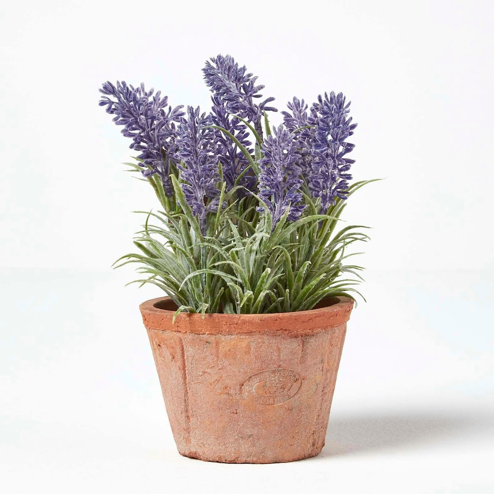 image 1 of Homescapes Artificial Lavender Plant in Decorative Pot