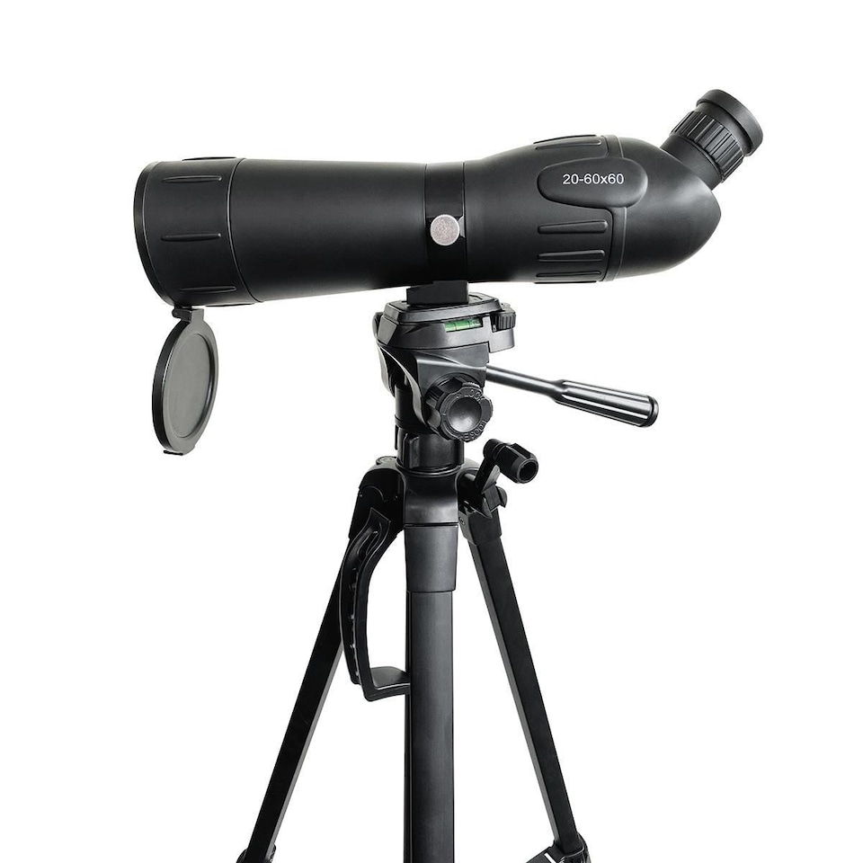 image 1 of Nedis 20-60x60 HD Spotting Scope with Tripod and Carrying Bag, 45 Degree Angled Telescope for Target Shooting Wildlife Bird Watching - Black