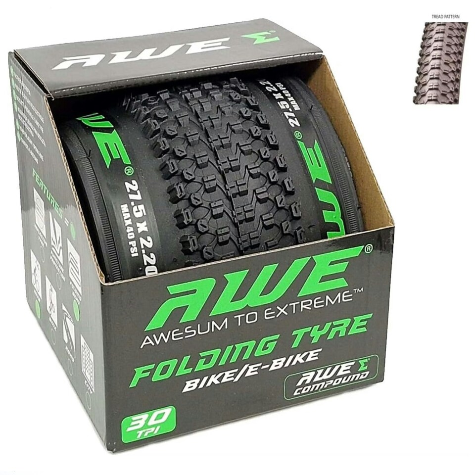 image 1 of AWE AWERide Bike/E-Bike Folding Tyre 27.5" x 2.20" MTB Tyre 30 TPI