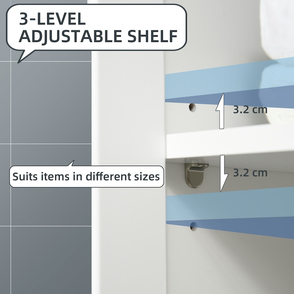image 1 of kleankin Bathroom Storage Unit with Drawer Double Door Cabinet