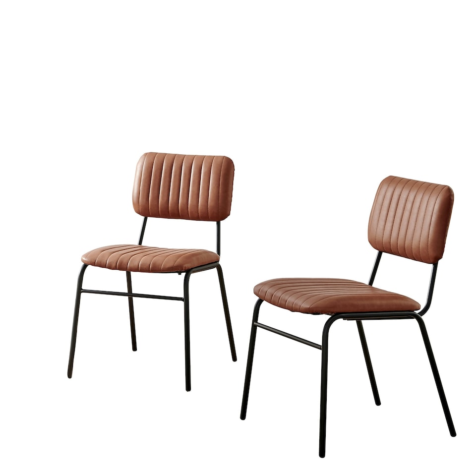 image 1 of Furniturebox Delta 2x Tan Faux Leather Black Legs Dining Chair