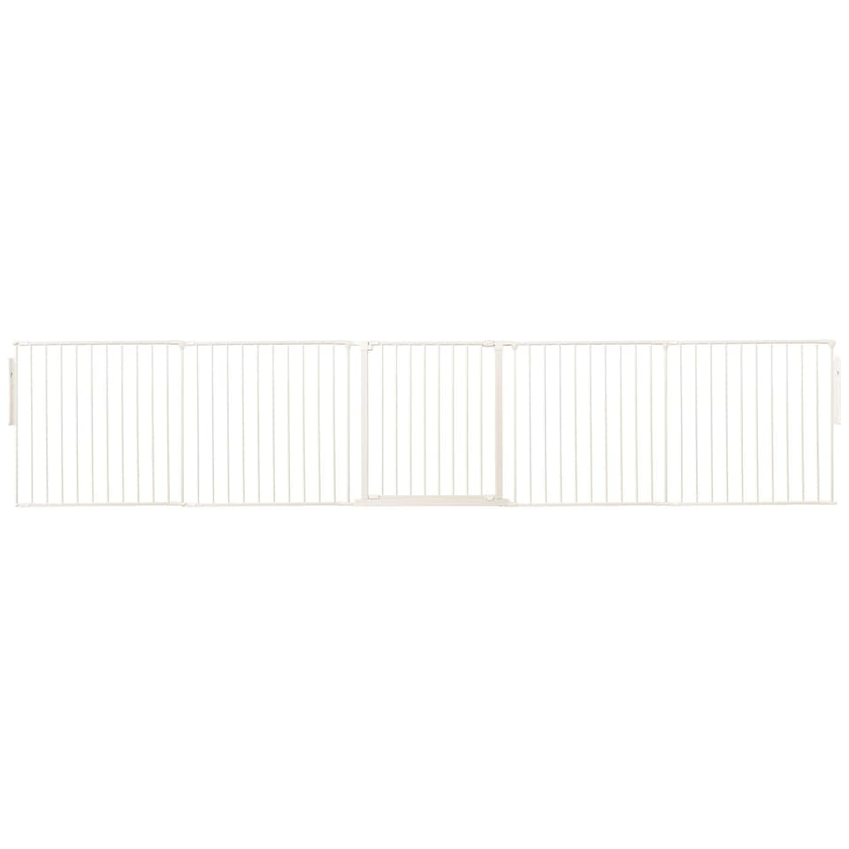 image 1 of Safetots Premium Multi Panel Room Divider, up to 370cm Wide, White, 70cm Tall, Flexible Barrier with Door for Baby and Toddler