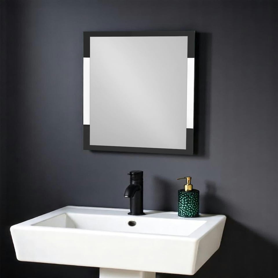 image 1 of Showerdrape Hampstead Rectangular Wall Mounted Black Framed Bathroom Mirror 70 x 50cm