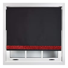 FURNISHED Thermal Blackout Roller Blinds with Glitter Edge - (W)190cm x (L)210cm | Black | Black | (W) 190cm x (L) 210cm