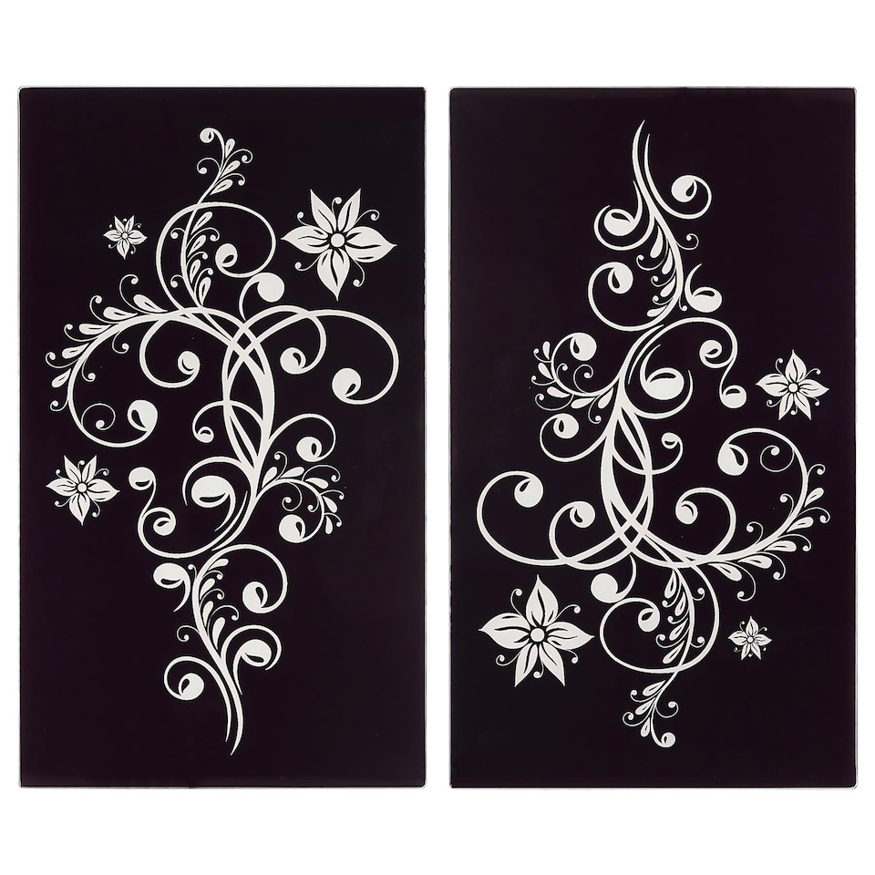image 1 of GEEZY Glass Chopping Boards Set of 2 Floral Design Heat Resistant Worktop Protectors