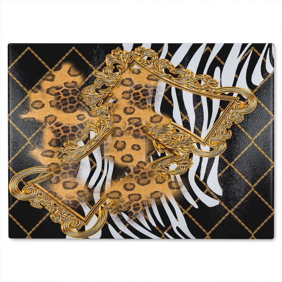 image 1 of Zebra & Baroque Glass Chopping Board | Multi