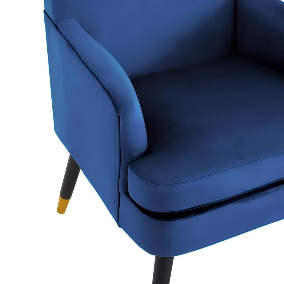 image 1 of Loretta Accent Chair Midnight Blue Velvet Padded Armchair Blue