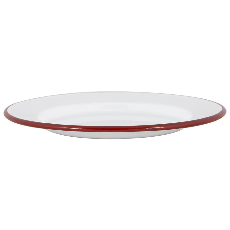 image 1 of Argon Tableware White Enamel Dinner Plates - 25.5cm - Red - Pack of 6