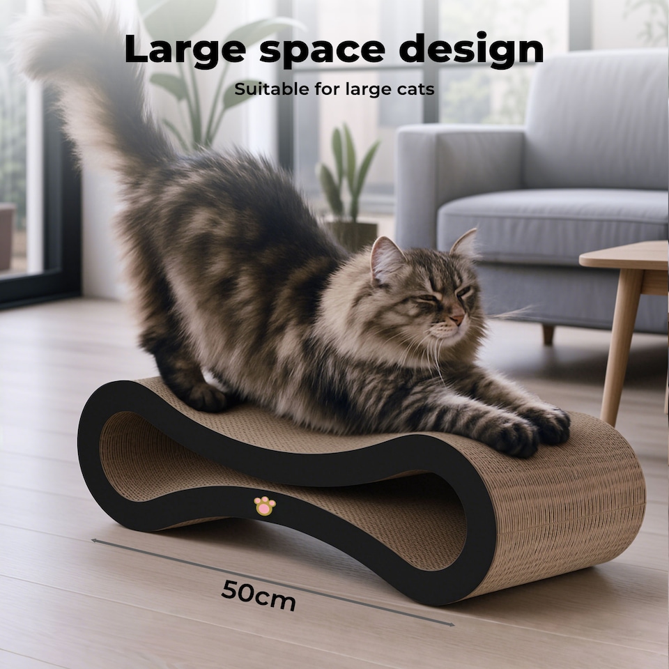 image 1 of Skylos Cat Scratching Board and Lounge Bed Cardboard Scratcher for Cats