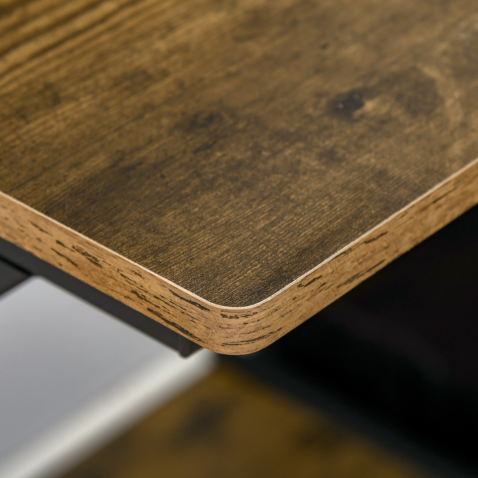 image 1 of HOMCOM Industrial Computer Desk with Monitor Stand, 70 x 60cm Compact Desk for Small Spaces, Home Office Desk, Rustic Brown