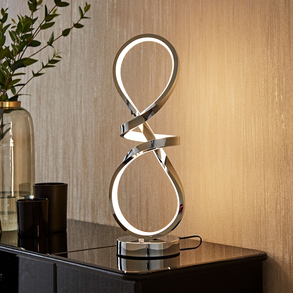 image 1 of ValueLights Infinity Swirl Integrated LED Touch Dimmer Table Lamp | Silver