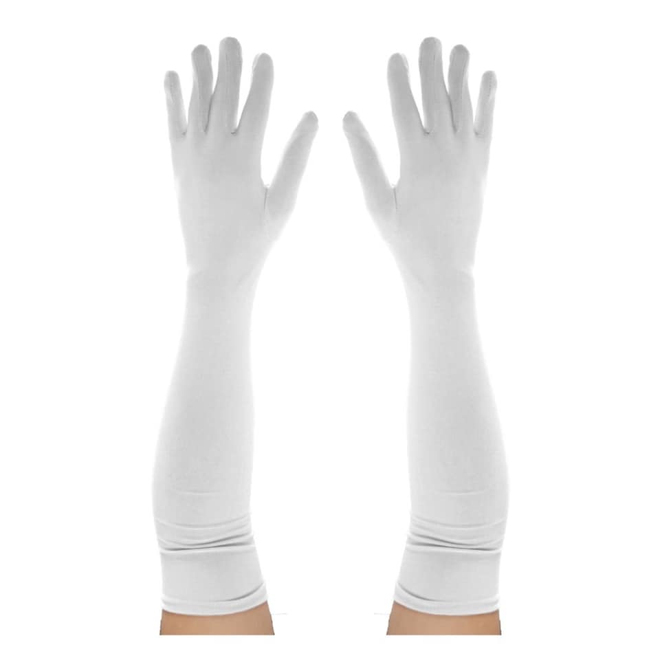 image 1 of Long White Gloves - Satin | White | 12