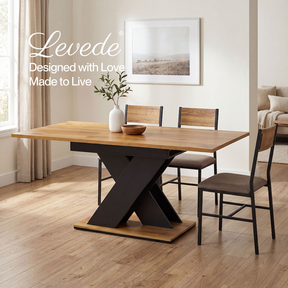 image 1 of Levede Extendable Dining Table Wooden 120 to 160CM for 4 to 6 Seats