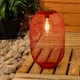 image 3 of ValueLights Solar Powered Outdoor Red Metal Mesh Basket Garden Lantern Light