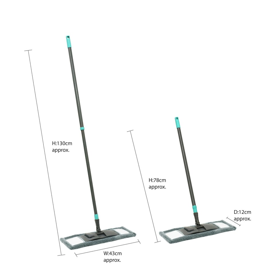 image 1 of JVL Super-Absorbent Microfibre Extendable Flat Floor Mop, Grey