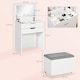 image 5 of HOMCOM Dressing Table with Flip-up Mirror and Storage Stool, Vanity Table with Drawer and Hidden Compartments for Bedroom, Living Room, White