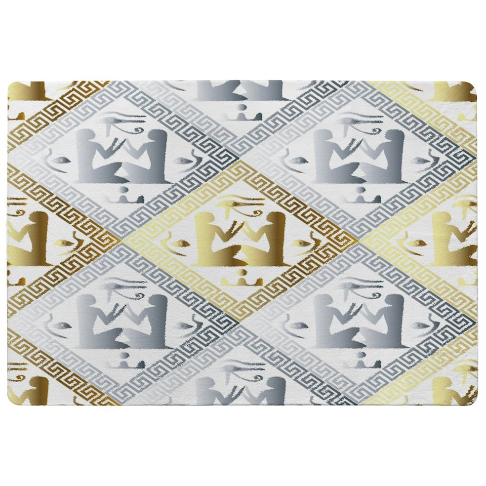 image 1 of Egyptian Hieroglyphs in Gold & Silver (Rug) Multi | Small: 60x110cm