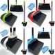 image 10 of Long Handled Dustpan and Brush Set Upright Sweeping Broom with Built-In Bristle Cleaner