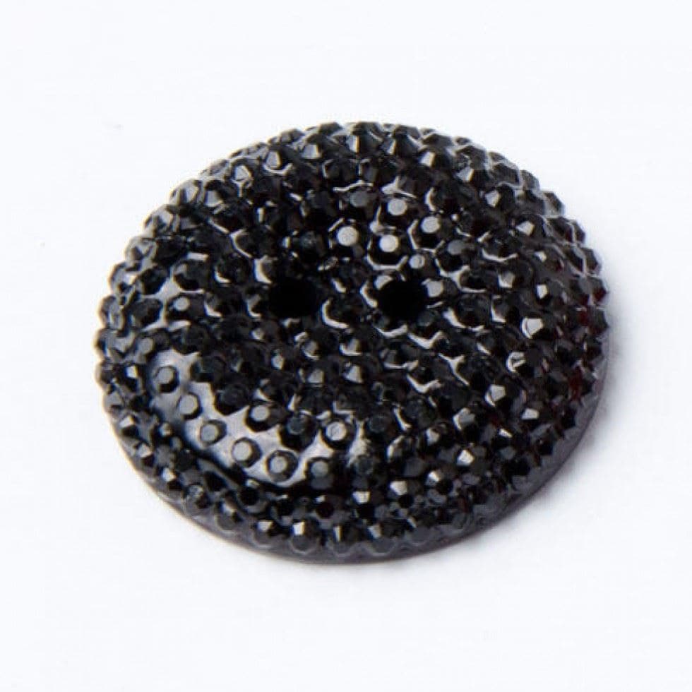 Minerva Black Round Plastic Sparkle Buttons for Dressmaking - 30mm - per value pack of 25