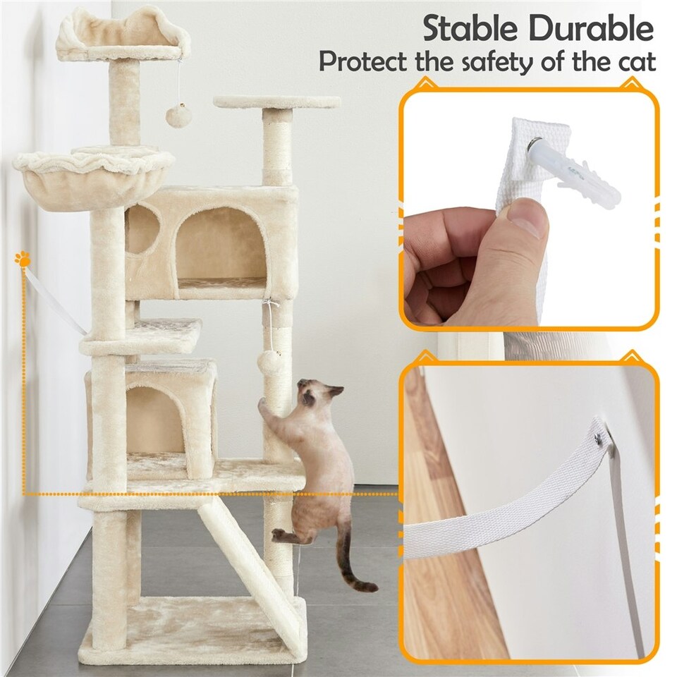 image 1 of Yaheetech 146 cm Multilevel Indoor Cat Tree Tower for Kittens Beige