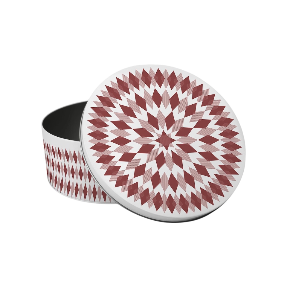 image 1 of Red Argyle Pattern Round Cake Tin Set