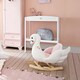 image 2 of HOMCOM Kids Rocking Horse Plush Ride On Swan Toy with Safety Seat for Toddler 18 Months  Plus, White and Pink