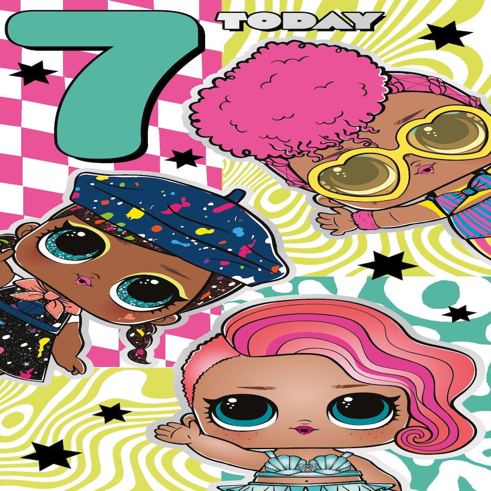 image 1 of LOL Surprise Age 7 Birthday Card