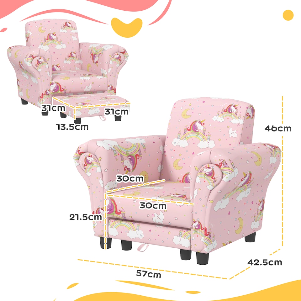 image 1 of AIYAPLAY 2 Piece Kids Sofa Set with Dinosaur Design, for Nursery | Pink | One Size