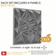 image 2 of NOVECRAFTO Diamond Effect 3D Wall Panels – 6 Sheets Covering 1.5 sqm (16.15 sqft) – Matte Interior PVC Cladding Tiles – 19.6"x19.6" Diamond Design Grey Silver 