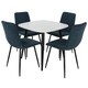 image 2 of Aspen White 80cm Square Dining Table with 4 Upholstered Cord Fabric Diamond Stitch Chairs - Stylish Compact Dining Set | Blue | Blue | 1