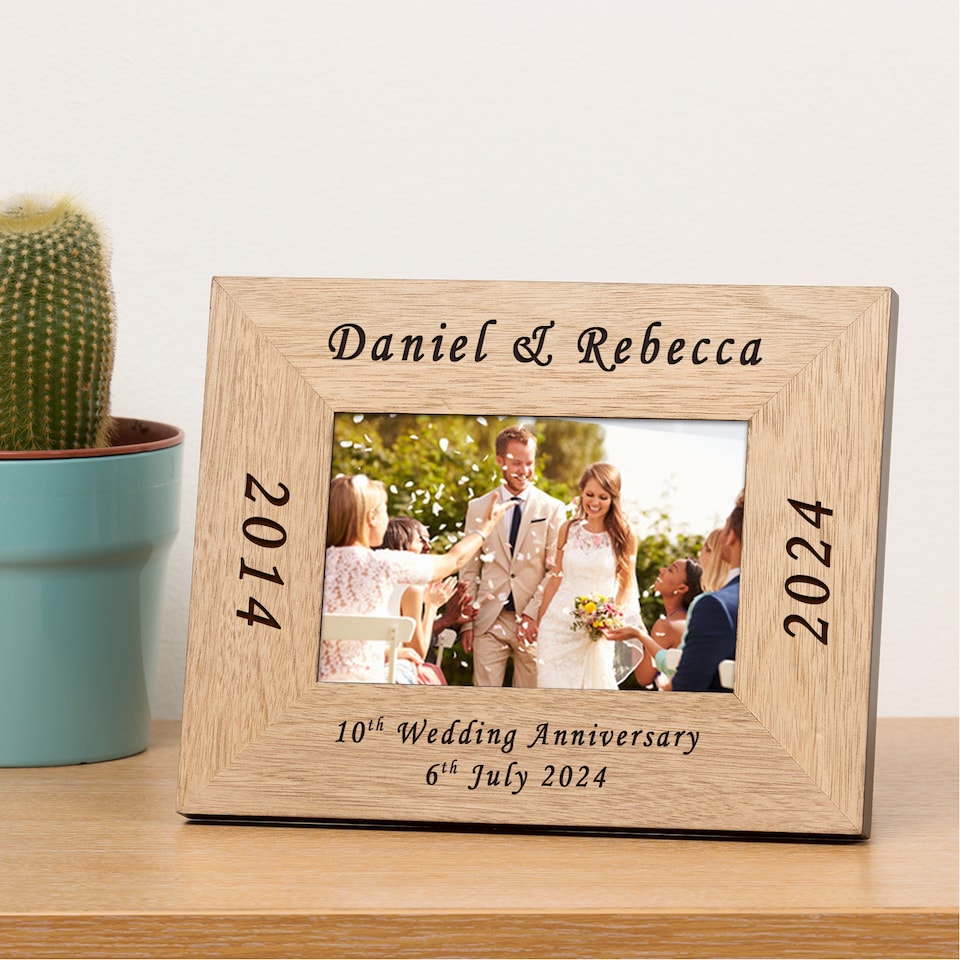 image 1 of Personalised Anniversary Wood Picture Frame 7 x 5 Couple Anniversary