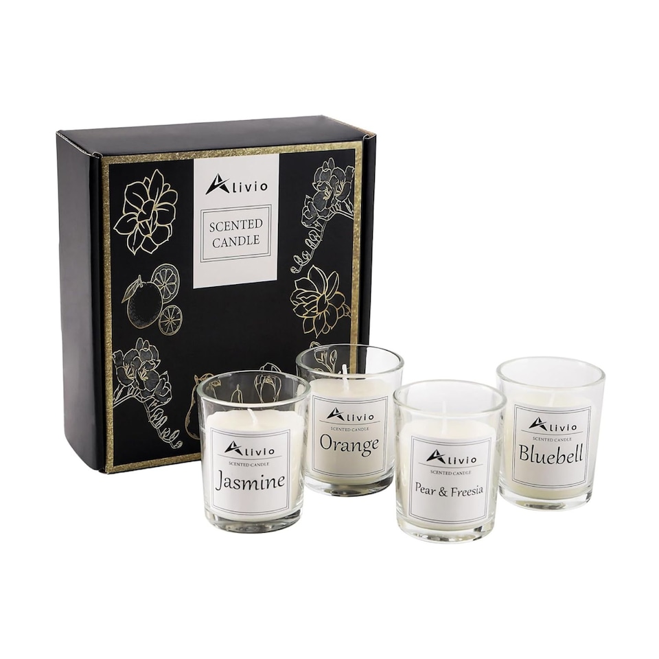image 1 of Alivio 4-Piece Natural Soy Wax Scented Candle Set  Aromatherapy for Stress Relief & Relaxation