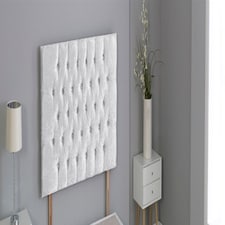 White Crush Velvet Chesterfield Crystal Button Headboard | White | 6FT Superking 20"inch Headboard