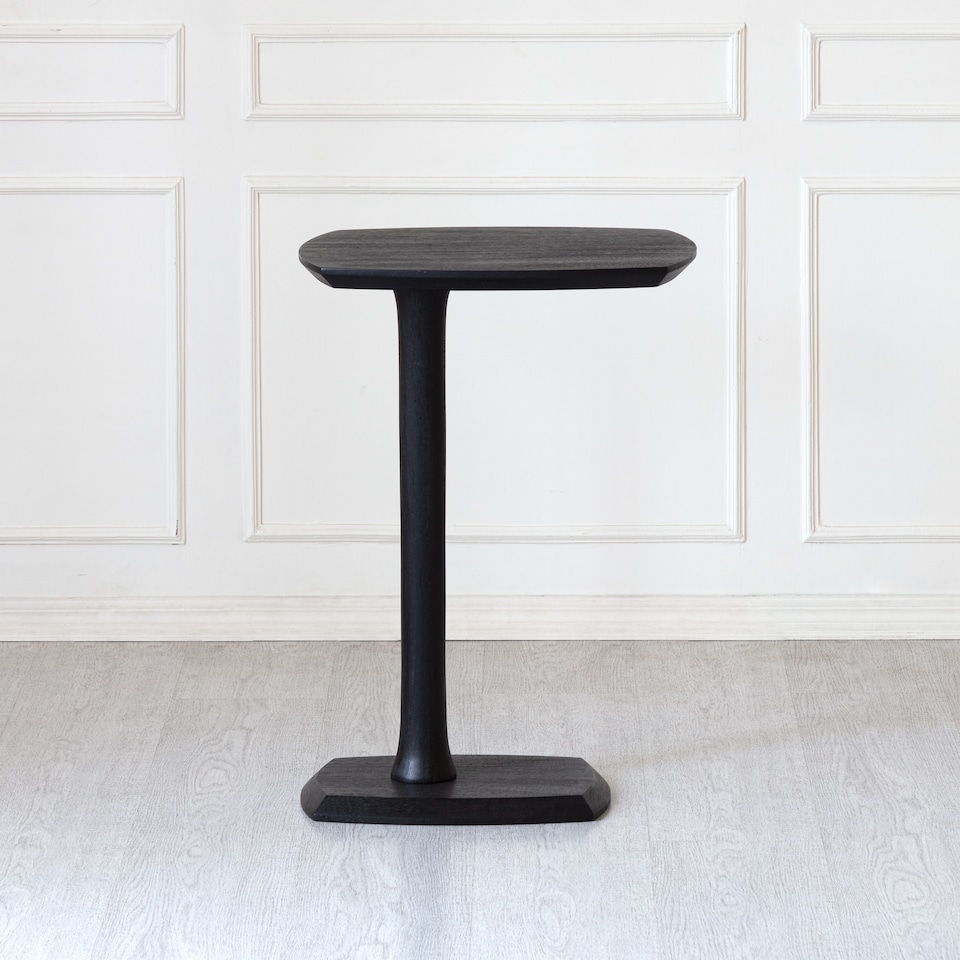 image 1 of Ellis C-Shaped Solid Mango Wood Sofa Side Table