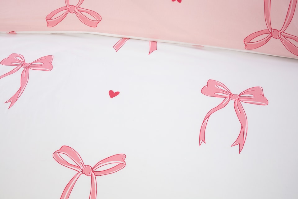 image 1 of Bows Microfibre Duvet Cover Set with Pillowcase