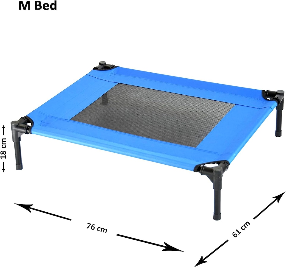 image 1 of Actiaspet Elevated Dog Bed Oxford Mesh Pet Cot Indoor or Outdoor (Blue, Medium)